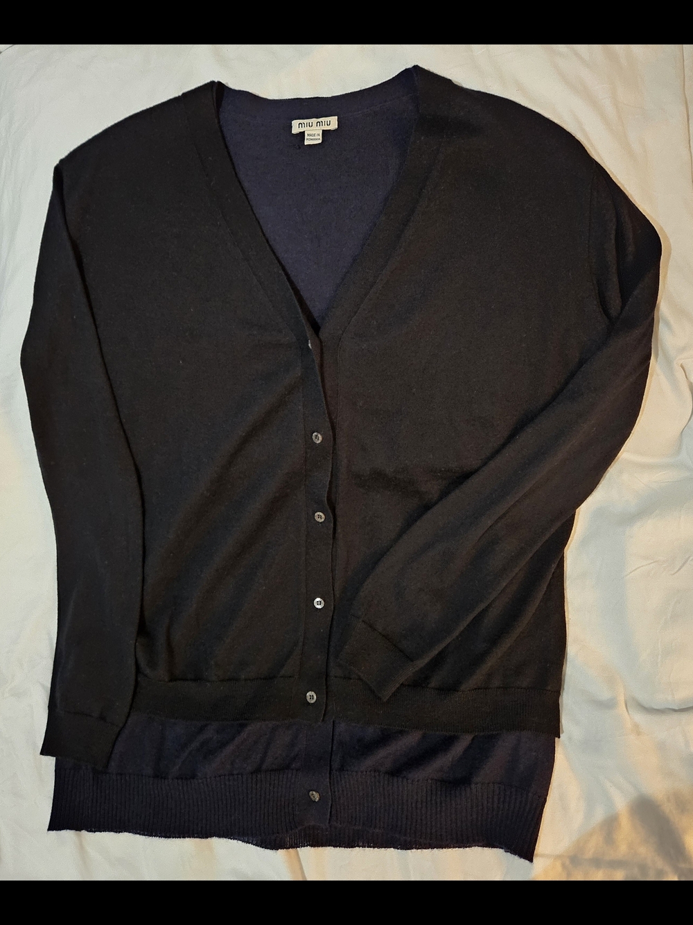 Miu Miu Black V-Neck Button Cardigan